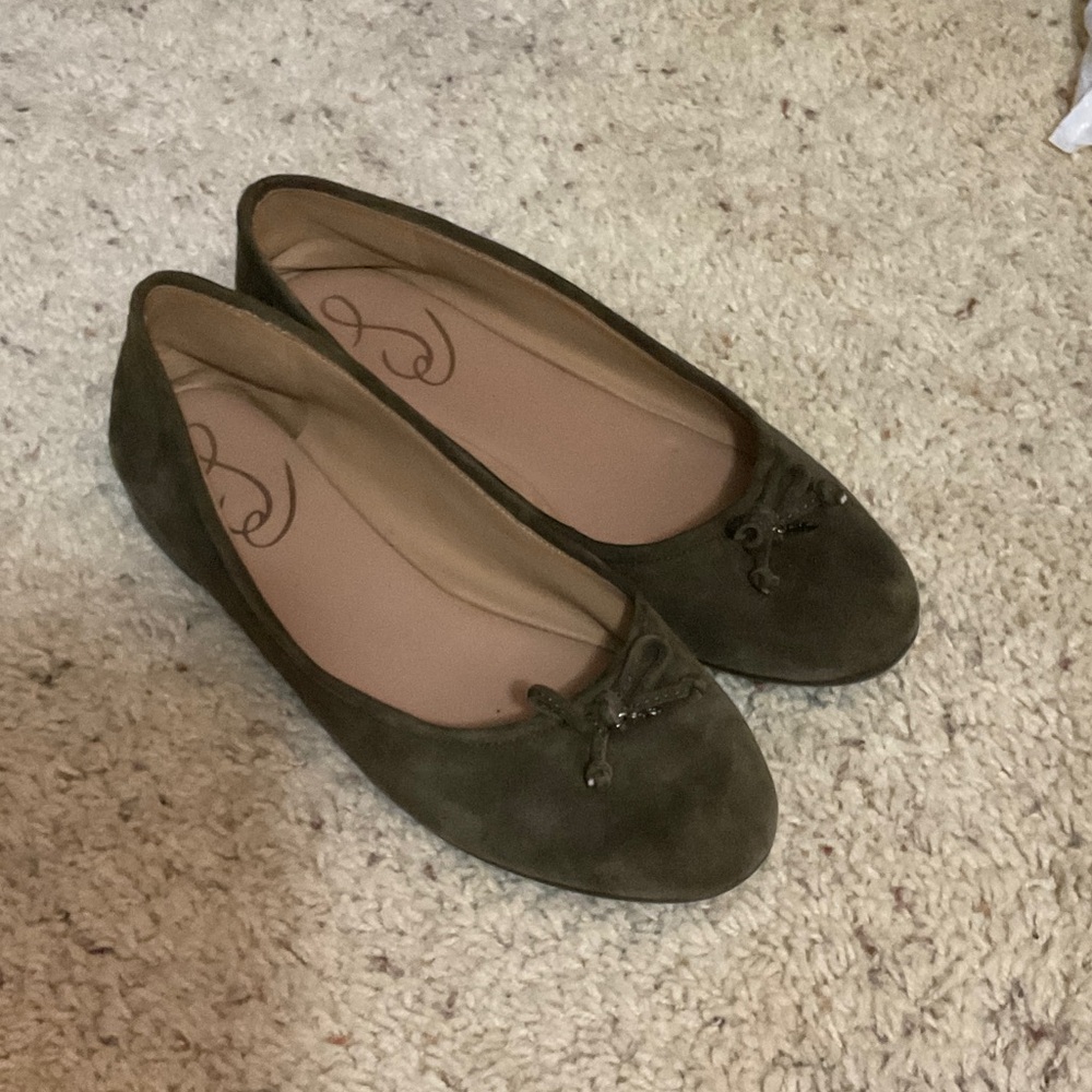 Sam Edelman Dark Green Suede Flats